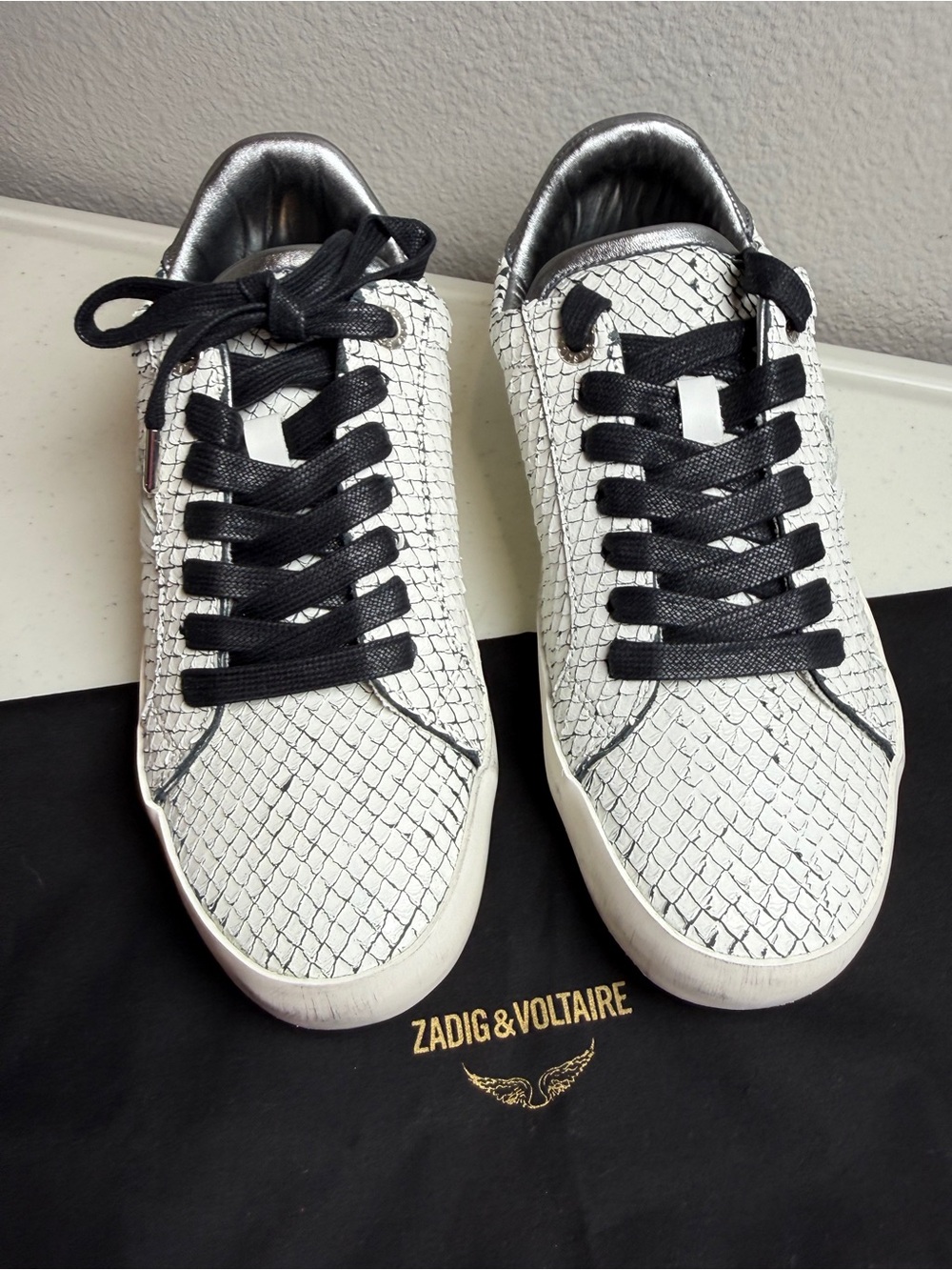 Zadig & Voltaire Neo Keith Flash Sneakers White Snakeskin - Picture 9 of 11